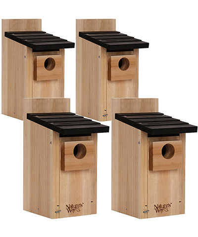 Nature's Way Cedar Traditional Bluebird Houses, Pack of 4