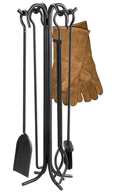 Panacea Steel Fireplace Tool Set with Hearth Gloves