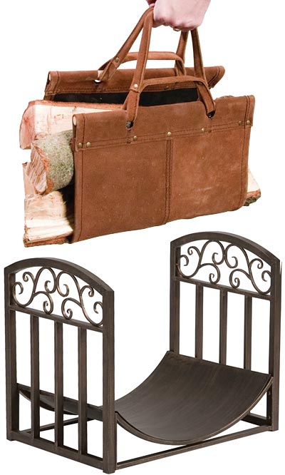 Panacea Log Bin with Scrolls and Leather Log Tote Package