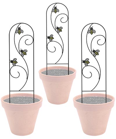 Panacea Bee-Conscious Pot Trellises, Black, 36"H, Pack of 3