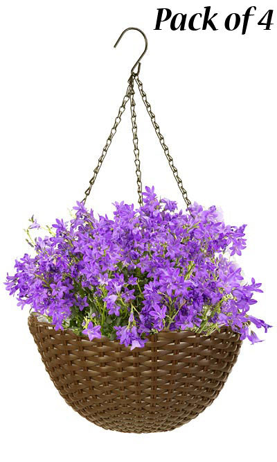 Panacea Woven Resin Hanging Baskets, 14" dia. each, 4 Pack