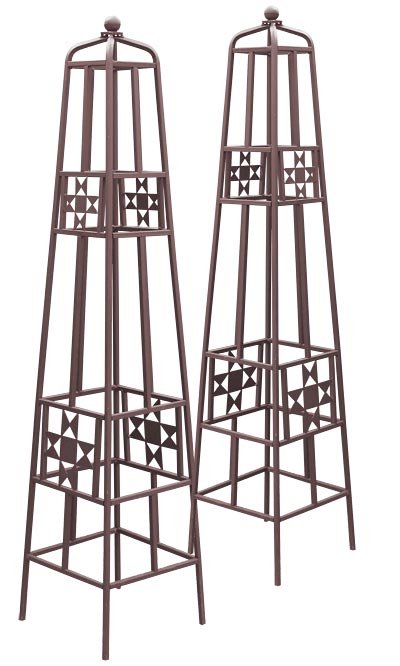 Panacea Rustic Farmhouse Quilt Obelisks, Rust, 48", 2 Pack