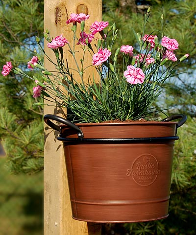 Panacea Washtub Planters w/ Wall Mounted Holders, Pack of 4