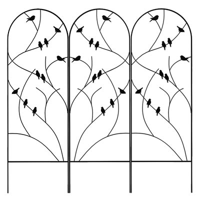 Panacea Perching Birds Trellises, Black, 72"H, Pack of 3