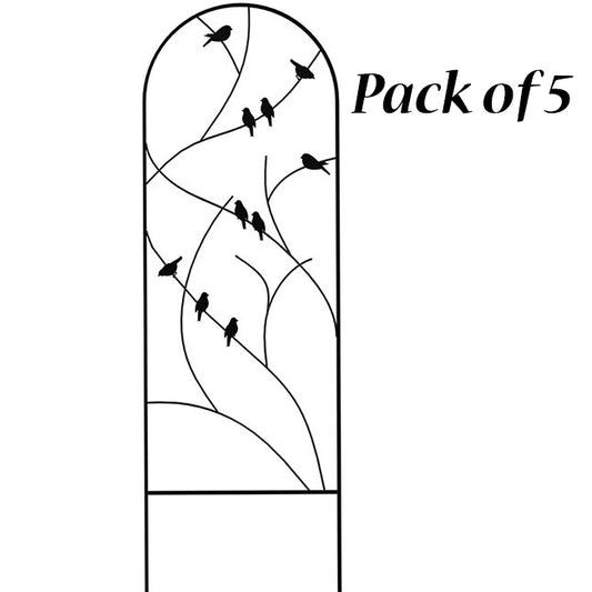 Panacea Perching Birds Trellises, Black, 72"H, Pack of 5