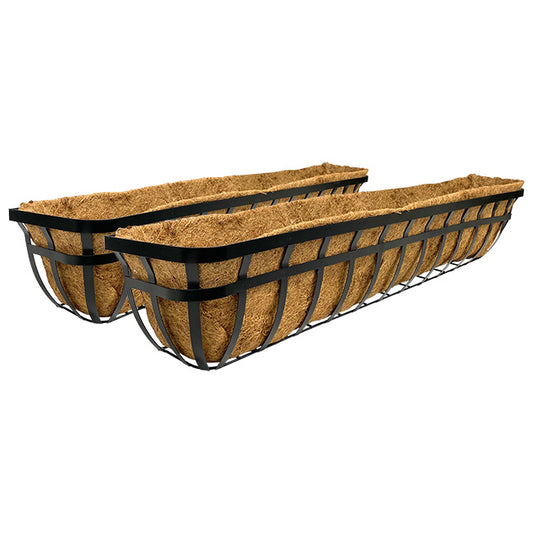 Panacea Flat Iron Series Planter Boxes, Black, 48"L, 2 Pack