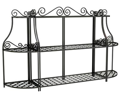 Panacea Forged 3-Tier Plant Stand w/ 2 Corner Stands, Black