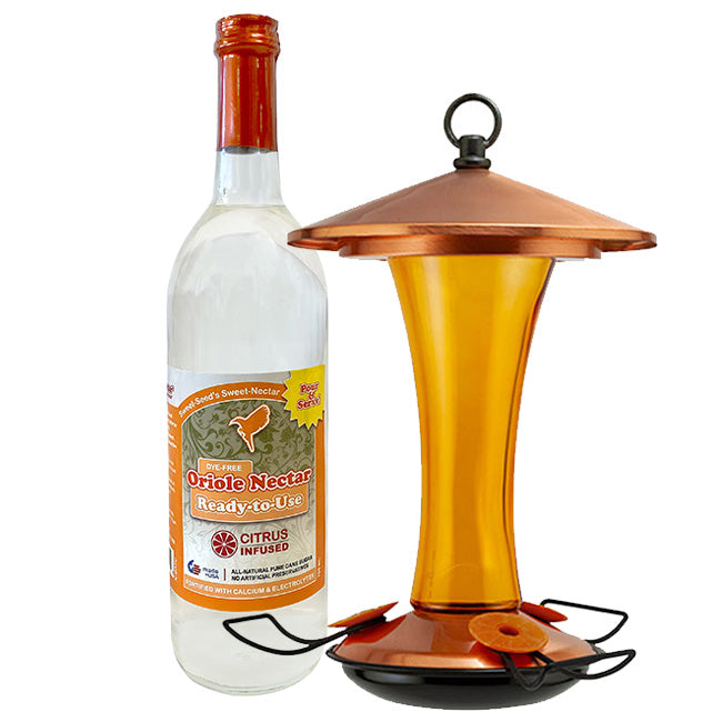 Mid-Century Coppertop Oriole Feeder and Nectar Package