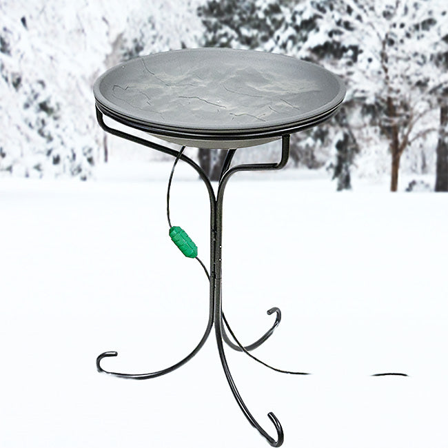 Heated Bird Bath with Metal Stand and Cord Connector Kit