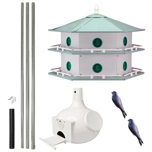 12-Room Deluxe Purple Martin House & Bo 11 Gourds Package