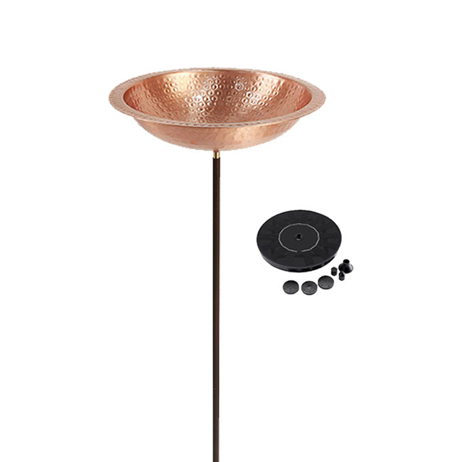 Hammered Copper Bird Bath w/Stake & Pump by Prime Retreat