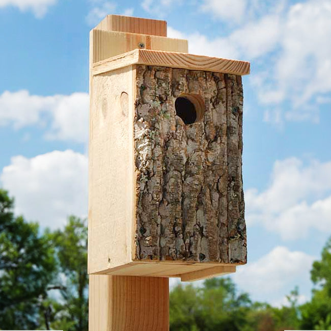 Bark Clad Bluebird Houses with "T" Post Mounts Package