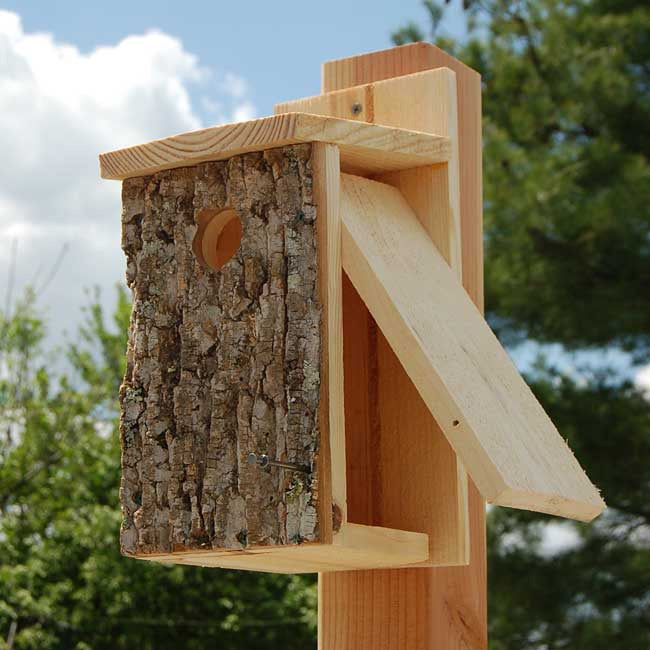 Bark Clad Bluebird Houses with "T" Post Mounts Package