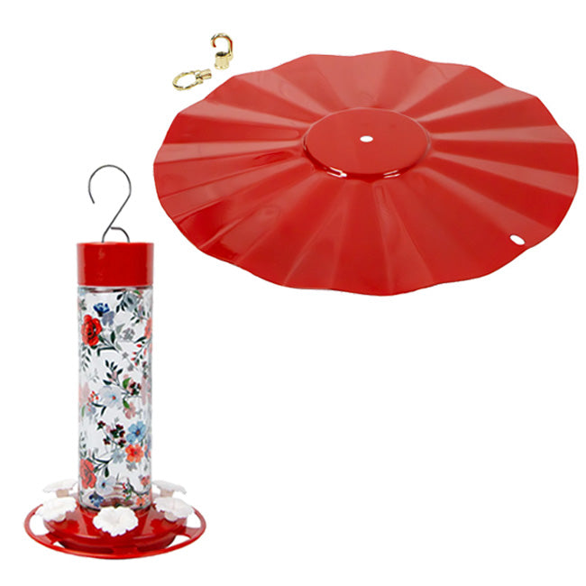 Decorative Glass Hummingbird Feeder with Weather Guard Kit