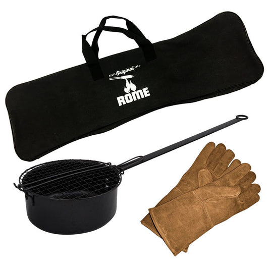 Fireplace Popcorn Popper w/Bag & Gloves Kit by Prime Retreat