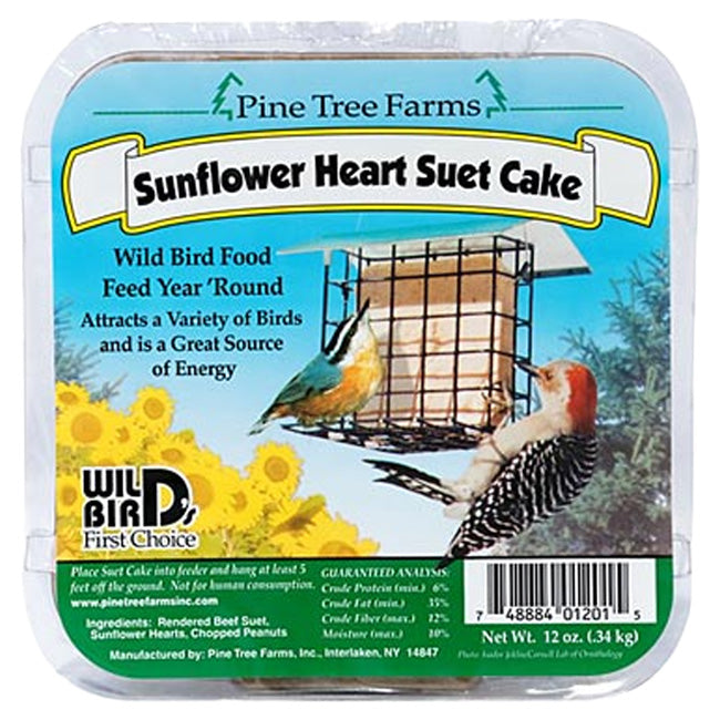 Pine Tree Farms Sunflower Heart Suet Cake, 12 oz, Pack of 24