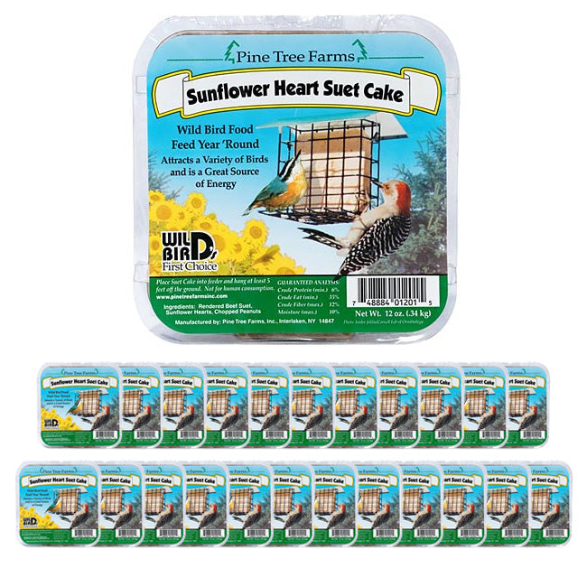 Pine Tree Farms Sunflower Heart Suet Cake, 12 oz, Pack of 24