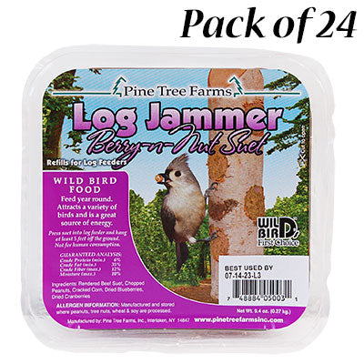 Pine Tree Log Jammer Berry-N-Nut Suet Plugs, 24 3-packs