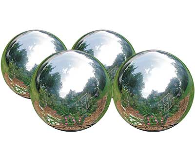Rome Stainless Steel Gazing Balls, Silver, 4" dia., 4 Pack