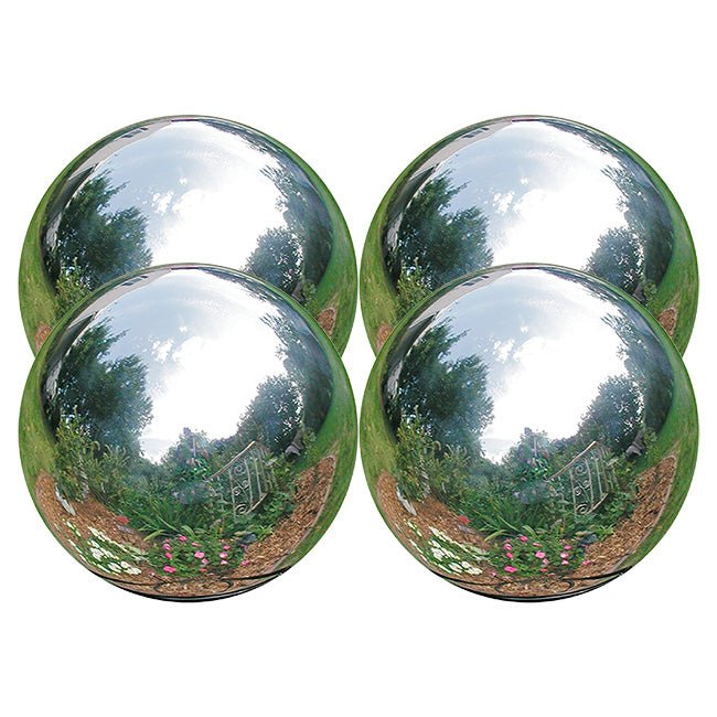 Rome Stainless Steel Gazing Balls, Silver, 6" dia., 4 Pack