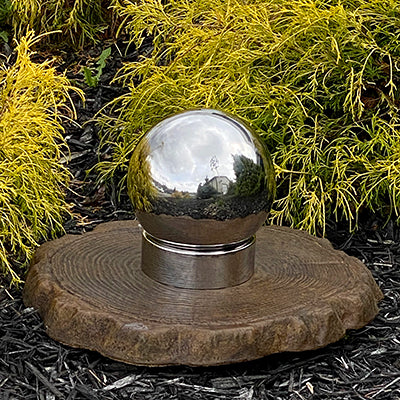 Rome Stainless Steel 8" Gazing Ball and Trivet Riser Stand