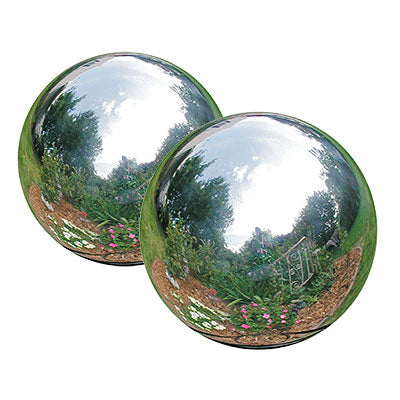 Rome Stainless Steel Gazing Balls, Silver, 8" dia., 2 Pack