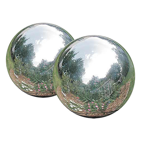 Rome Stainless Steel Gazing Balls, Silver, 10" dia., 2 Pack