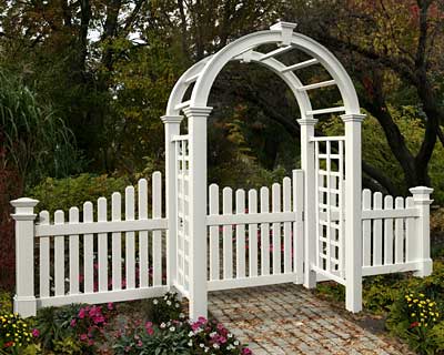 New England Nantucket Deluxe Arbor with Wings and Gate