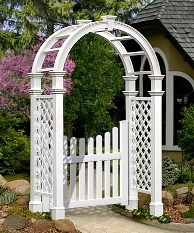 New England Nantucket Legacy Arbor with Trim and Gate