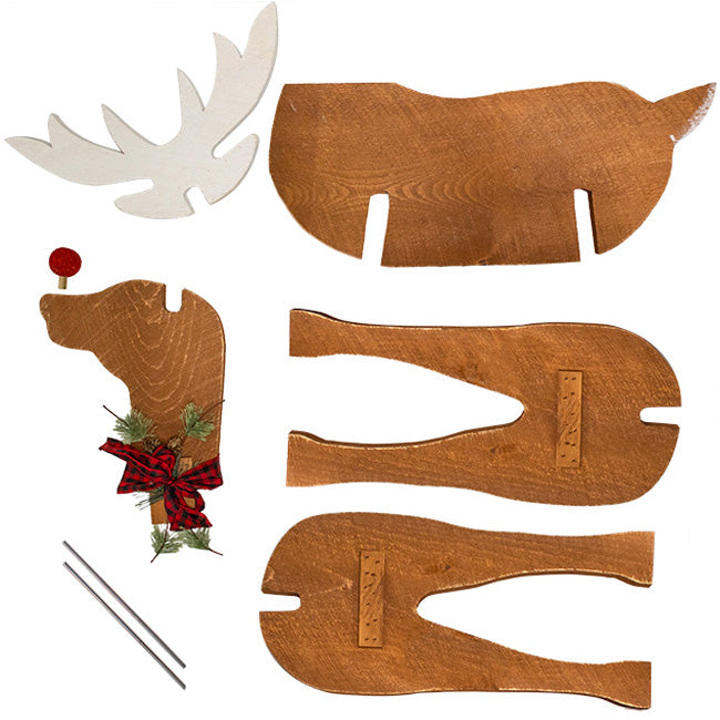 Amish-Made Wooden Reindeer Statue