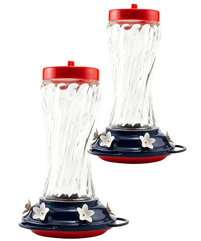 Woodlink Patriotic Swirl Glass Hummingbird Feeders, 2 Pack