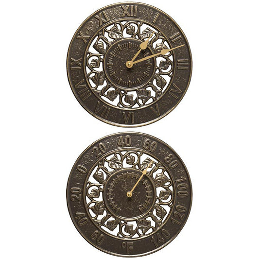 Whitehall Ivy Silhouette Clock & Thermometer Package, Bronze